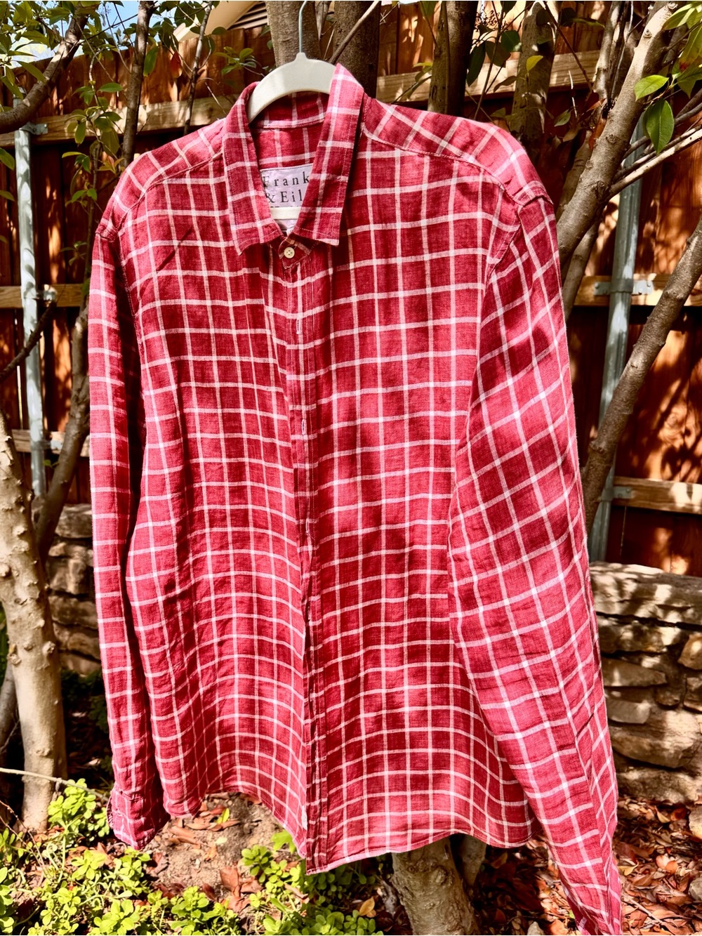 Frank & Eileen LINEN Red Plaid Casual Button-Down Shirt.  XXL